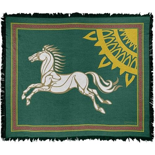 LOGOVISION The Lord of The Rings Blanket, 50"x60" Rohan Banner Woven Tapestry Cotton Blend Fringed Throw Blanket