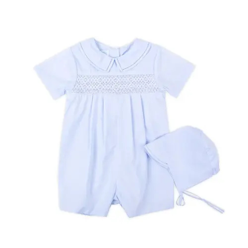 Classic Smocked Collared Shortall - Blue