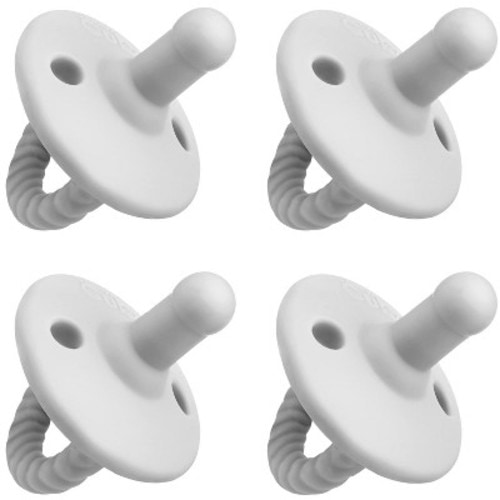 Pacifier 4 pack Soother for Newborns 100% Food Grade Soft Silicone by Comfy Cubs, Color: Grey, Size: stage 1