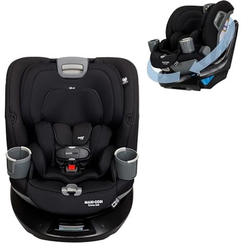 Maxi-Cosi Emme 360 Car Seat: Rotating Car Seat 360, All-in-One Convertible, Car Seat 360 Rotation, Swivel Car Seat in Midnight Black