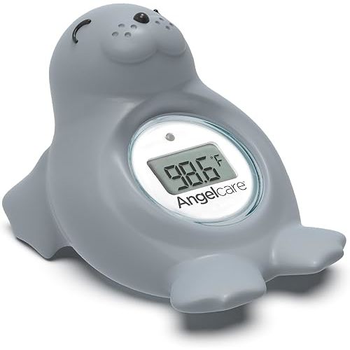Angelcare Baby Bath & Room Thermometer - Happy Seal, Grey, BT-01-SEAL-US