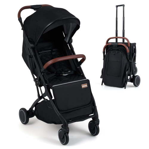 INFANS Travel Stroller, Lightweight Compact Baby Stroller for Airplane with One-Hand Fold, Multi-Position Recline, Canopy, 4 Wheel Suspension, Storage Basket