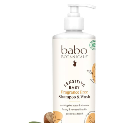Babo Botanicals Sensitive Baby Fragrance-Free 2-in-1 Shampoo & Wash - Shea Butter, Calendula & Aloe Vera - EWG Verified - Cruelty-Free - Vegan - Pediatrician Tested - For Babies & Kids