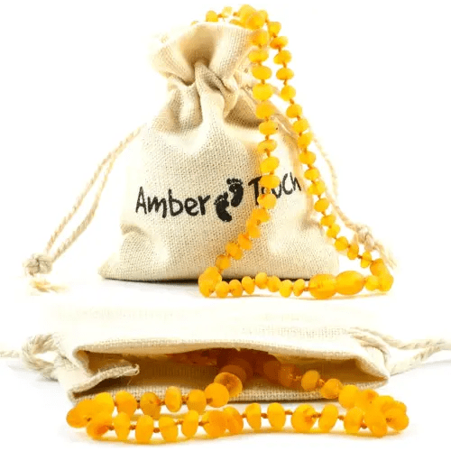 RAW Baltic Amber Necklace - Natural Amber from Baltic Region, Genuine Amber (13in.)