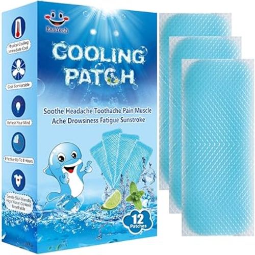 EASYEAH Cooling Patches for Fever Discomfort & Pain Relief, Pack of 12