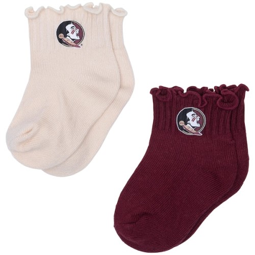 Florida State Seminoles ZooZatz Infant Two-Pack Lettuce Hem Tri-Blend Socks - Cream/Garnet