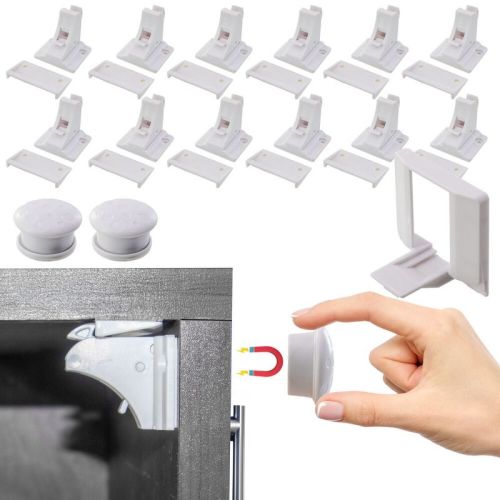 5 Star Super Deals Magnetic Childproof Cabinet Locks 12pc Set Toddler Babyproof Drawer Door Safety Latches - No Drill, Strong Adhesive, Hidden Design