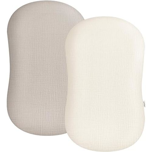 Muslin Baby Lounger Cover 2 Pack, Soft Breathable Newborn Lounger Pillow Cover for Boys Girls Infant