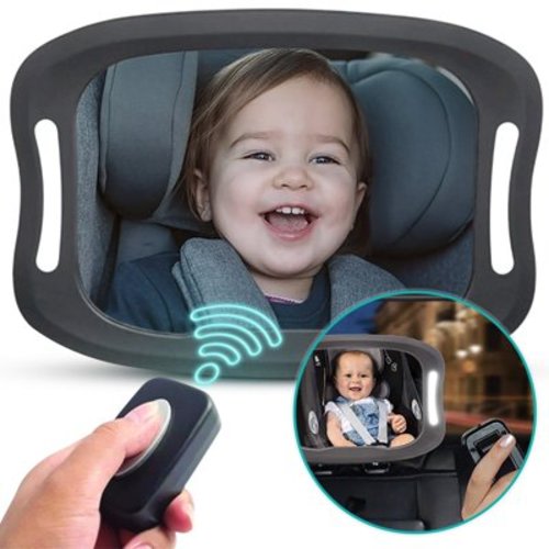 Evenflo Light-Up Baby Car Mirror with LED Lights, Rear-Facing Car Seat Mirror with Wide-Angle Mirror
