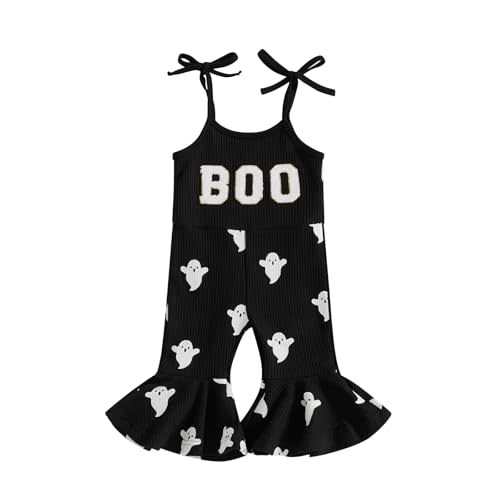 Rarjuiey Toddler Baby Girl Christmas Outfit Jumpsuit Spaghetti Strap Merry Romper Bell Bottoms Outfits