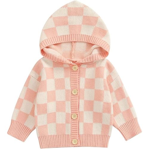 Toddler Baby Girl Cardigan Long Sleeve Floral Button Knit Sweater Coats Top Cute Fall Winter Knitwear Jacket Warm Clothes - 0-6 Months - Hoodie Pink
