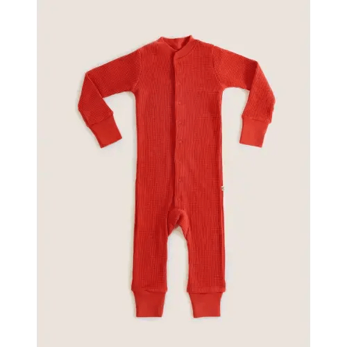 organic cotton waffle sleeper | 12-18 months paprika