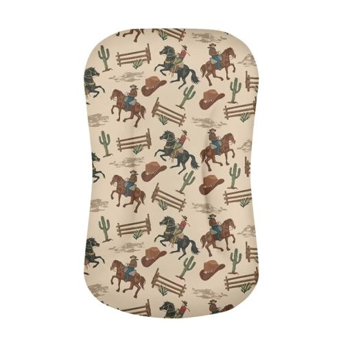 Western Cowboy Horse Baby Lounger Cover for Newborn Baby Nest Cover for 0-12 Stretchy Soft Snuggle Me Lounger for Baby 0-24 Months Baby Padded Loungers Cover Brown