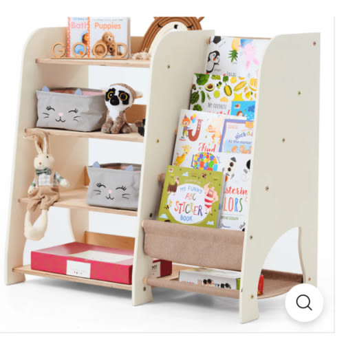 Wooden Montessori Shelves for Toddler 2in1: Bookshelf & Toy Shelving