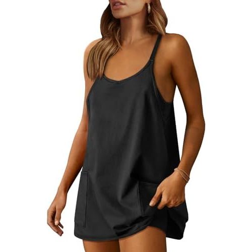 ANRABESS Women Athletic Dress Summer Tennis Workout Active Sports Mini Romper Dress Built in Shorts Travel Vacation Clothes