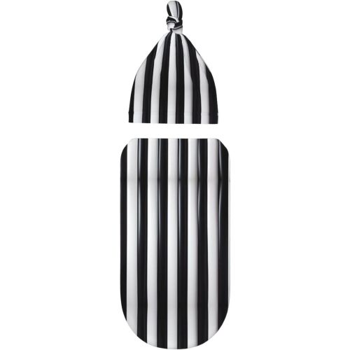 Black & White Stripe Universal Swaddle Blanket for Baby, Swaddle Receiving Blanket for Baby, Newborn Receiving Set with Matching Head Cap,