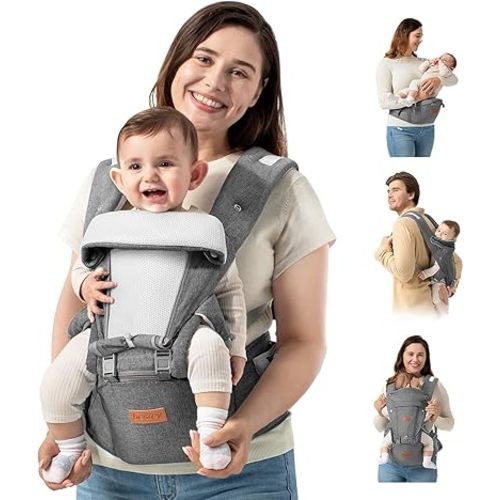 besrey Baby Carrier with Hip Seat, Front Forward Facing Baby Hip Carrier, Back Infant Holder for Mom Dad