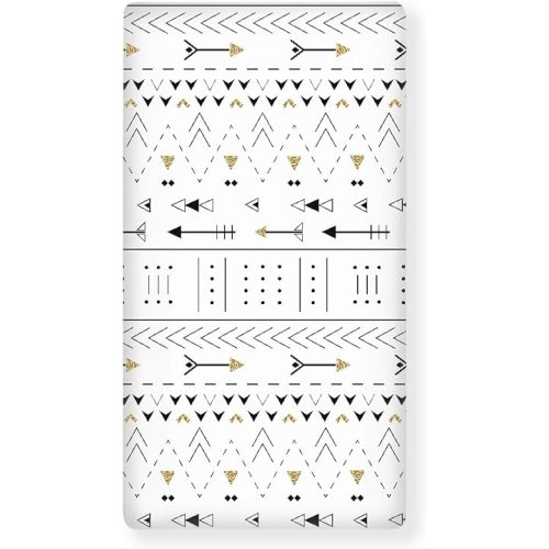 Tribal Arrows Fitted Crib Sheet for Boys Girls Boho Ethnic Baby Sheet for Standard Crib and Toddler Geometric Print Bohemian Nursery Bed Mattress Sheets 28"x52"