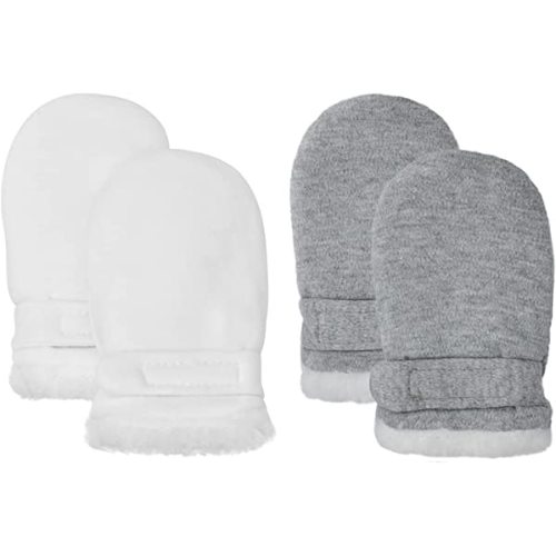 Baby Winter Mittens Newbron Adjustable Stay-On 0-12 Months Warm Gloves Sherpa Lined Fleece Infant Mittens Winter for Boy Girl