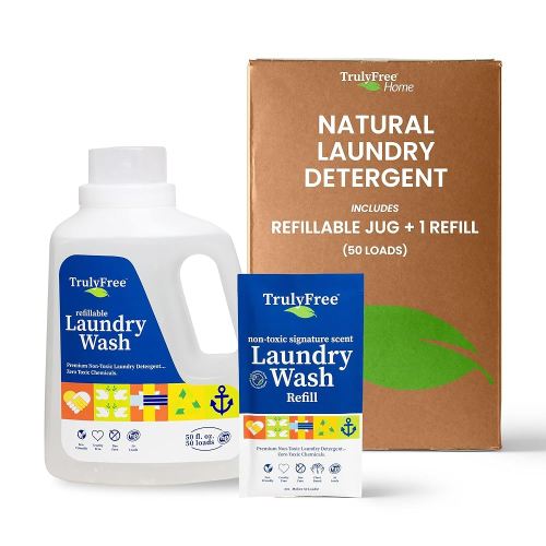 Laundry Detergent for Sensitive Skin | Gentle & Safe for Baby Clothes | Plant-Based | Easy to Dissolve to Create a Liquid| Include 1 Refillable Bottle| Signature Scent (50 Loads)