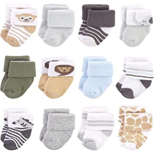 Hudson Baby Baby Girls' Cotton Rich Newborn and Terry Socks