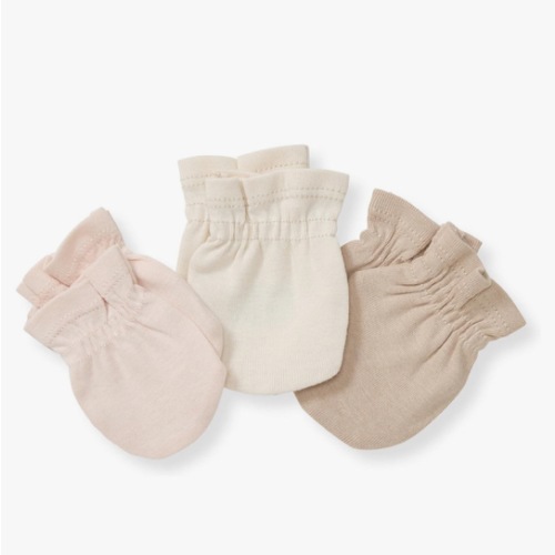 Burts Bees Baby Unisex Baby Mittens, 100% Organic Cotton, One Size 3-Pack Solid Color Infant Scratch Protection Mitts