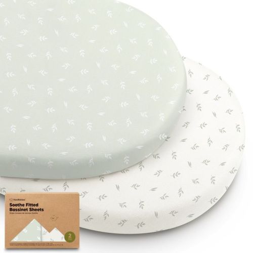 Keababies Organic Bassinet Sheet For Baby Girls, Boys, 2-pack Soothe Bassinet Fitted Sheets, Bedside Bassinet Mattress Sheet (sage)