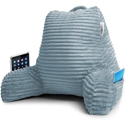 Nestl Reading Pillow for Bed Adult – Back Pillow for Sitting in Bed, Standard Bed Pillows for Sitting Up in Bed, Foam Bed Chair Pillow, Stone Blue Bed Rest Pillow