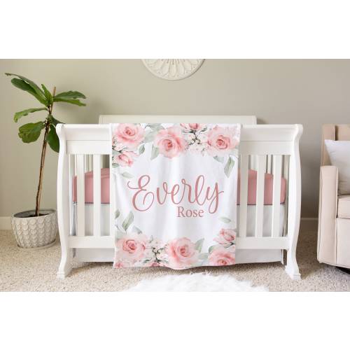 Rose Personalized Blanket, Custom Baby Blanket, Baby Shower Gift, Rose Nursery Blanket, Crib Blanket, Newborn Photos Prop, BB10