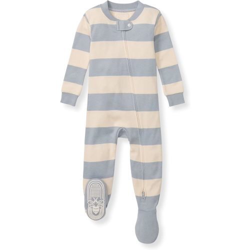 Burt's Bees Baby Boys' Pajamas, Zip-Front Non-Slip Footed Sleeper, Organic Cotton