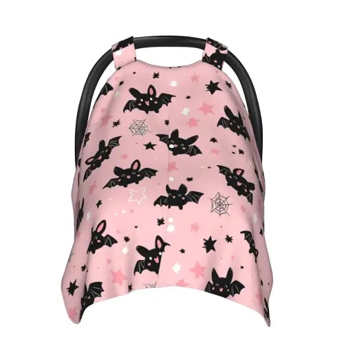 KiuLoam Halloween Cute Cartoon Bat Baby Car Seat Canopy, Nursing Cover for Mom Breastfeeding Scarf, Infant Car Seat Cover/Multiuse Baby Stroller Covers for Babies Boys Girls