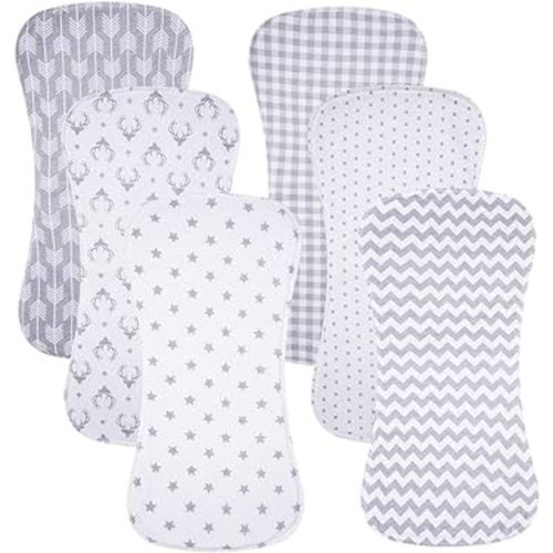 6 Pack Cotton Baby Burp Cloths Extra Absorbent Soft for Baby Boys and Girls (Grey03)