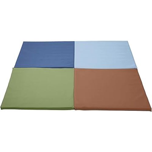 ECR4Kids SoftZone Quad Fold-N-Go Activity Mat, Folding Playmat, Earthtone