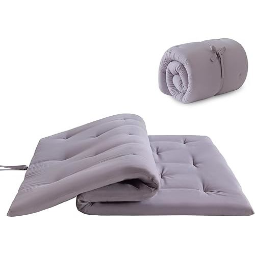 Japanese Floor Mattress, Futon Mattress Queen Size 60"x 80", 2.56" Thicken Tatami Mattress, Portable Foldable Floor Bed, Roll Up Futon Cushion, Suit for Camping Guest Room Dormitory (Grey)