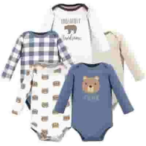 Hudson Baby Cotton Long-Sleeve Bodysuits, 5-Pack, Newborn- 24 Months