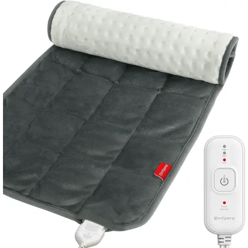 Comfytemp Weighted Heating Pad for Back & Cramps, 2.2lb Electric Neck Shoulder Heat Pad, Birthday Gifts for Women Men Mom Dad, 2H Auto-Off, 12x24, Washable, Gray