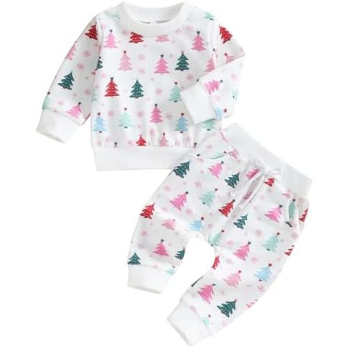 TheFound Christmas Baby Boy Girl Outfit Xmas Fall Winter Pullover Sweatshirt Warm Pant Newborn Toddler Baby Christmas Clothes