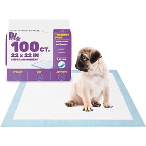 BV Puppy Pads Leak-Proof 100 Count 22"x 22" | Pee Pads for Dogs Quick Absorb 6-Layer- Dog Pee Pads- Dog Pads 100 Pack- Potty Pads for Dogs- Puppy Pee Pads, Pee Pad Training Pads for Dogs, Pet Pee Pads