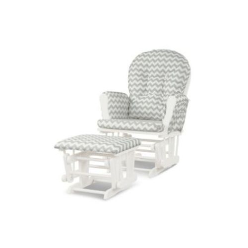 Wood Glider and Ottoman Set with Padded Armrests and Detachable Cushion