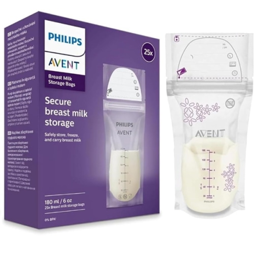 Philips AVENT Breast Milk Storage Bags, Clear, 6 Ounce, 50 Pack, SCF603/50
