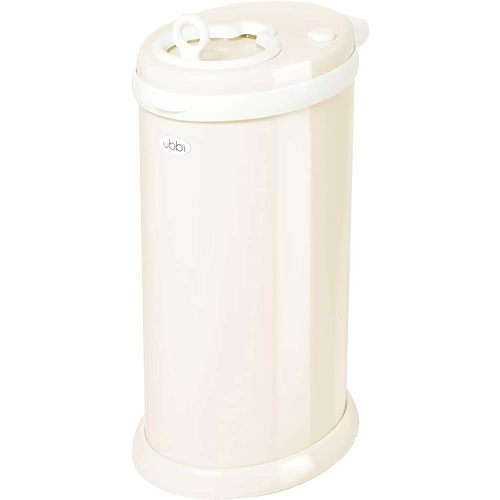 Ubbi Stainless Steel Diaper Pail, Odor Locking, No Special Bag Required, Award-Winning, Registry Must-Have, Cream