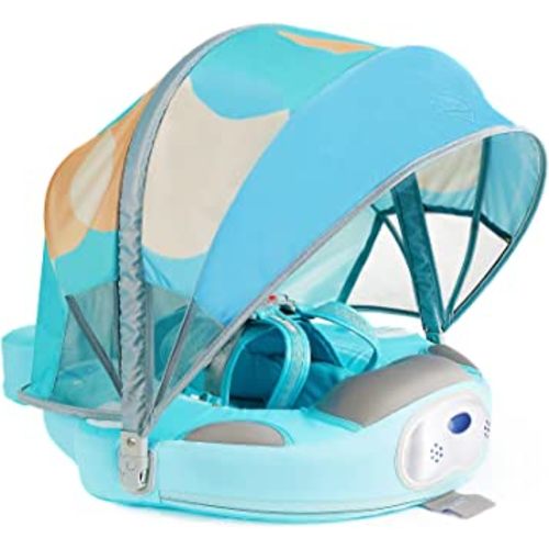 3Months to 48Months 3rd Swim Mode Standing Stroke Baby Stroller Canopy Baby Swim Float Mambobaby Float Infant Non-Inflatable Swim Ring Solid Baby Pool Float with Tail Smart Swim Trainer (Green)
