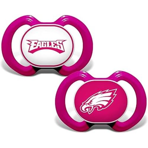 BabyFanatic Girls Pink Pacifier 2-Pack - NFL Philadelphia Eagles - Officially Licensed League Gear