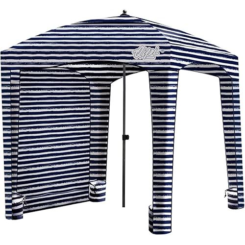Qipi Beach Cabana - Easy to Set Up Canopy, Waterproof, Portable 6' x 6' Beach Shelter, Included Side Wall, Shade with UPF 50+ UV Protection, Ultimate Sun Umbrella - for Kids, Family & Friends