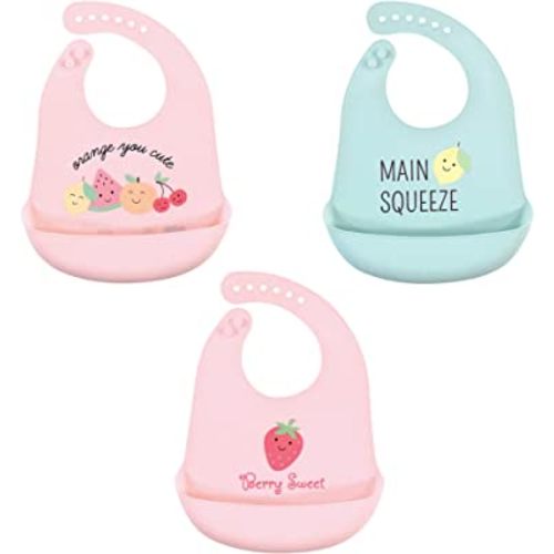 Hudson Baby Unisex Baby Silicone Bibs, Cute Fruit, One Size