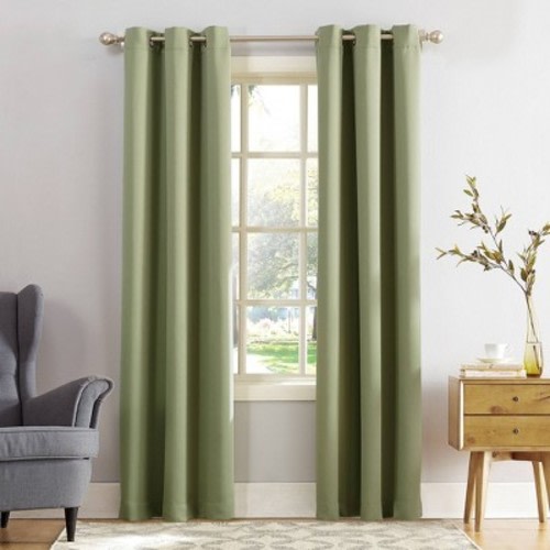 Sun Zero Blackout Kenneth Energy Saving Grommet Curtain Panel, Color: Green, Size: 54"x84"
