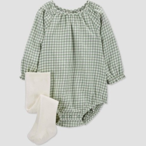 Carter's Just One You® Baby Girls' Gingham Bubble Top & Bottom Set - Green, Size: 3M