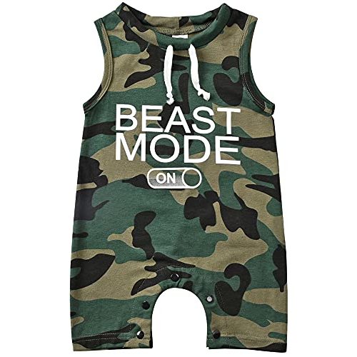 Aalizzwell Baby Boy Romper Newborn Infant Sleeveless Short Romper One Piece Active Summer Clothes