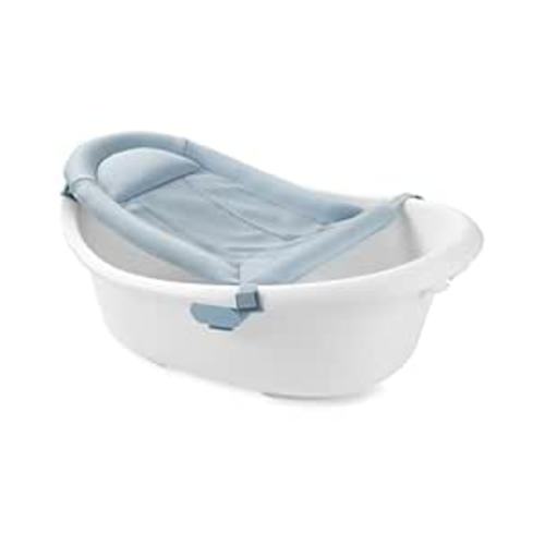 Skip Hop Baby Bath Tub 4-in-1 Grow with Baby Infant to Toddler Bathtub with Supportive Sling and Sit-Up Support Wave Age 0m+