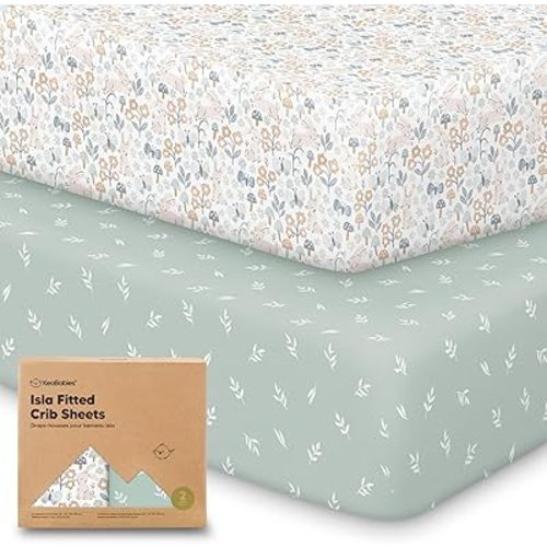 KeaBabies 2-Pack Baby Crib Sheets for Boys, Girls - 52x28 Viscose Derived from Bamboo Toddler Bed Sheets Neutral, Fitted Crib Mattress Cover for Standard Baby Bedding, Soft & Cozy (Prairie)